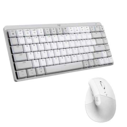 XoXoo: Logitech Mx Mechanical Mini For Mac & Logi Lift Vertical For Business Wireless Mouse Off White- Pale Grey - Wireless Keyboard Mouse