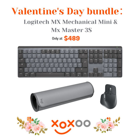 Valentine Day Bundle: Logitech MX Mechanical Wireless Keyboard, Mx Master 3S & Desk Mat