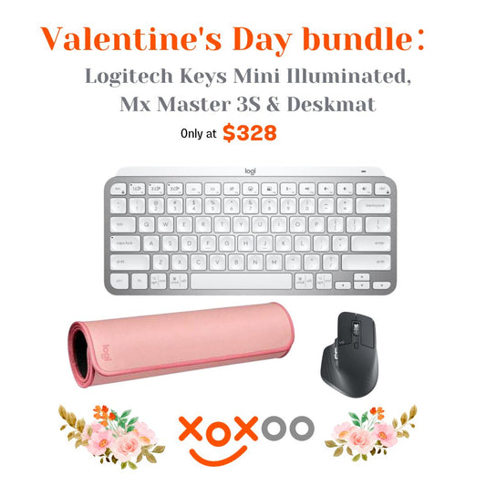 Valentine Day Bundle: Logitech MX Keys Mini Illuminated Keyboard , Mx Master 3S & Desk Mat
