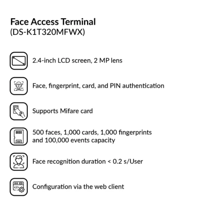 HIKVISION Face Access Terminal | DS-K1T320MFWX