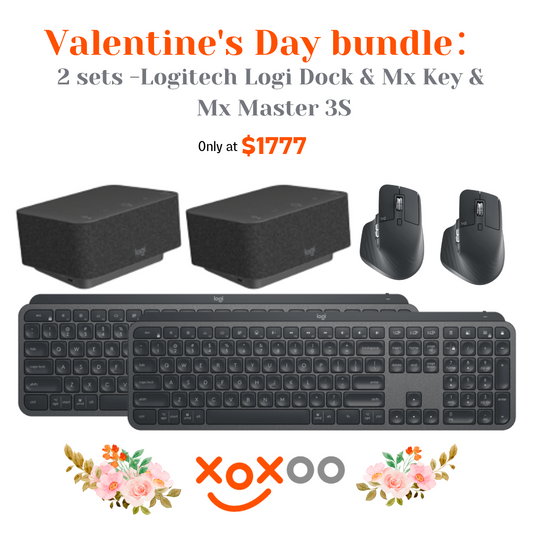 Valentine Day Bundle: Logitech Logi Dock , Logitech  Mx Keys Keyboard and MX Master 3S Mouse